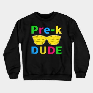 Kids Pre-K Dude First Day of School Funny Back to School Boys Gift Crewneck Sweatshirt